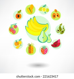 A set of fruit icons.