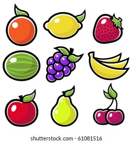 A set of fruit icons.