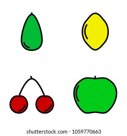 Set of fruit icons. Food icon. Vector illustration