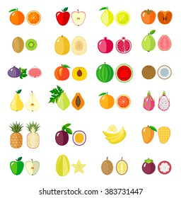 Set of fruit icons. Isolated objects.  Modern flat design.  Vector illustration