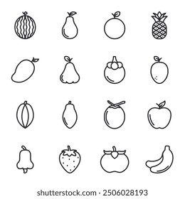 set of fruit icons vector