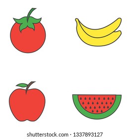 Set of fruit icons. Vector illustration - Vector
