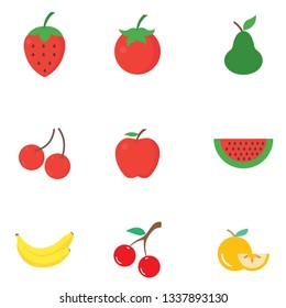 Set of fruit icons. Vector illustration - Vector