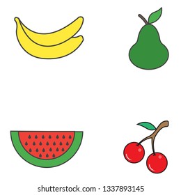 Set of fruit icons. Vector illustration - Vector