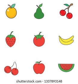 Set of fruit icons. Vector illustration - Vector