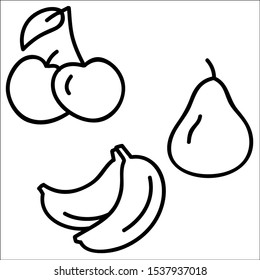 Set of fruit icons. Vector illustration.
