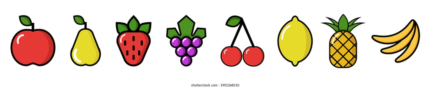 Set of fruit icons. Vector illustration