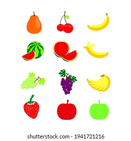 Set of fruit icons. Vector illustration