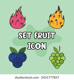 Conjunto de iconos de frutas Ilustración vectorial