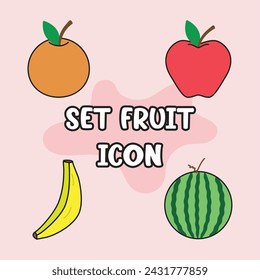 Set of fruit icons Vector illustration