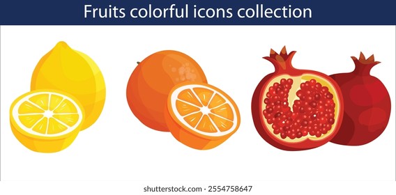 Set of fruit icons. Vector illustration eps file 10