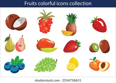Set of fruit icons. Vector illustration eps file 10