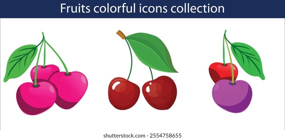 Set of fruit icons. Vector illustration eps file 10