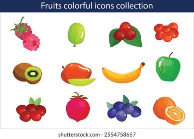 Set of fruit icons. Vector illustration eps file 10