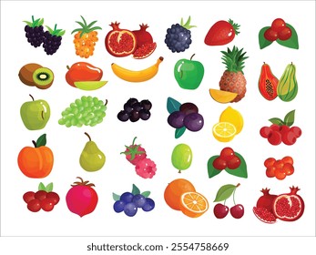 Set of fruit icons. Vector illustration eps file 10
