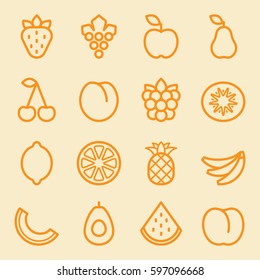 Set of fruit icons. Vector illustration