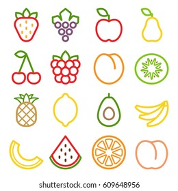 Set of fruit icons. Vector illustration