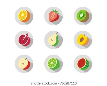Set of fruit icons. Vector illustration.