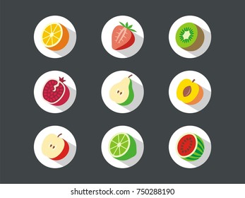 Set of fruit icons. Vector illustration.