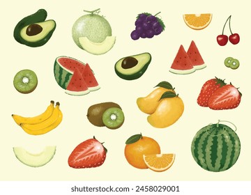 Set of Fruit Illustration Hand Drawn