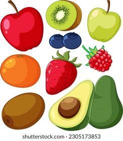 Conjunto de ilustraciones aisladas de frutos