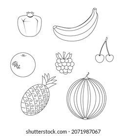 Conjunto de frutos aislados en fondo blanco