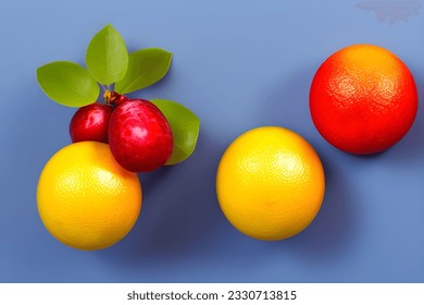 Set of fruit isolated on white background.