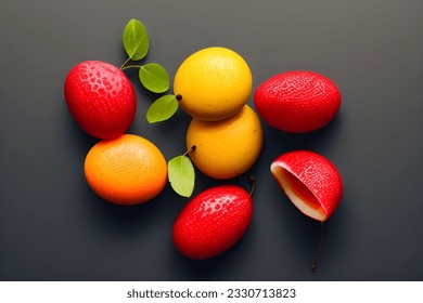 Set of fruit isolated on white background.