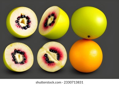 Set of fruit isolated on white background.