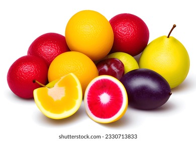 Set of fruit isolated on white background.
