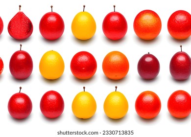 Set of fruit isolated on white background.