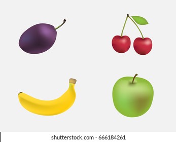 Set of fruit isolated on white background