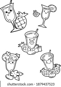 Set of fruit juice  in a glass.vector illustration isolated.EPS 10.