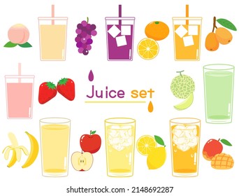 A set of fruit juice illustrations.