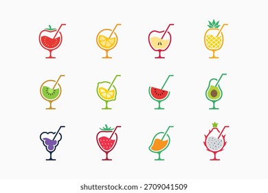 Set Fruchtsaft-Logo-Illustration