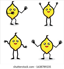 SET FRUIT LEMON DANCE VECTOR DESIGN ILLUSTRATION.