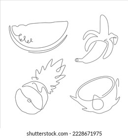 set of fruit line art and continuous line concept. for logo design.