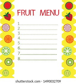 Set of fruit menu flyer design templates. 