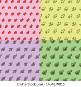 Set of Fruit Pattern Background Vector