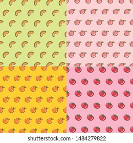 Set of Fruit Pattern Background Vector