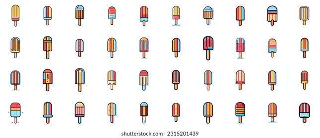 set of fruit popsicle icons. ice cream lollypop vector illustration logo. outline style icon lolypop design.
