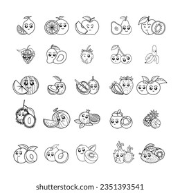A set of fruit smile expression illustrations, good for children's books