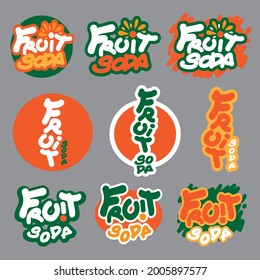 Set of Fruit soda typography,Vector illustration. 
Applicable for product, label,logo,sticker,web,social.