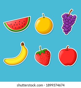 Set of fruit stickers. vector illustration