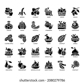 Set of Fruit thin line icons for any web and app project. 