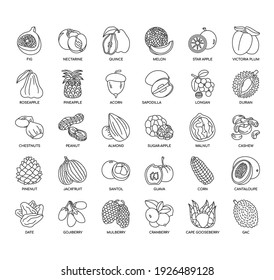 Set of fruit thin line and pixel perfect icons for any web and app project. 