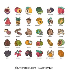 Set of fruit thin line and pixel perfect icons for any web and app project. 