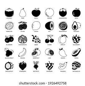 Set of fruit thin line and pixel perfect icons for any web and app project. 