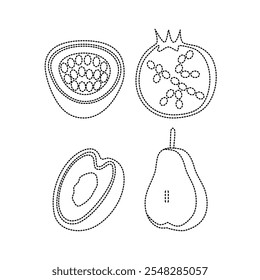 Set Of Fruit Tracing Line