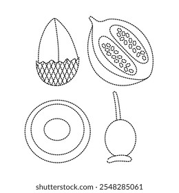 Set Of Fruit Tracing Line